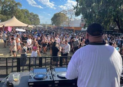 dj booth with audience