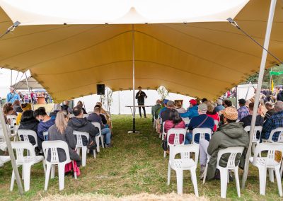 off grid living festival - audience and speaker
