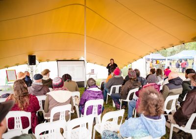 off grid living festival - audience and speaker